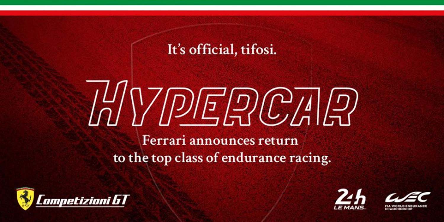 Ferrari Announces Return To The Top Class Of Endurance Rancing WEC
