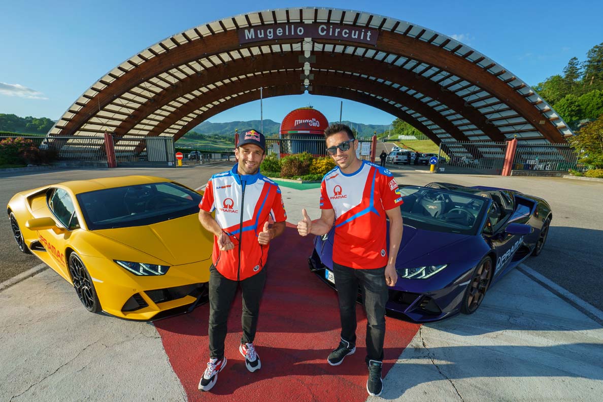 Zarco and Pirro of Pramac Ducati train with the Lamborghini Squadra Corse drivers at the Drivers Lab in Sant’Agata Bolognese