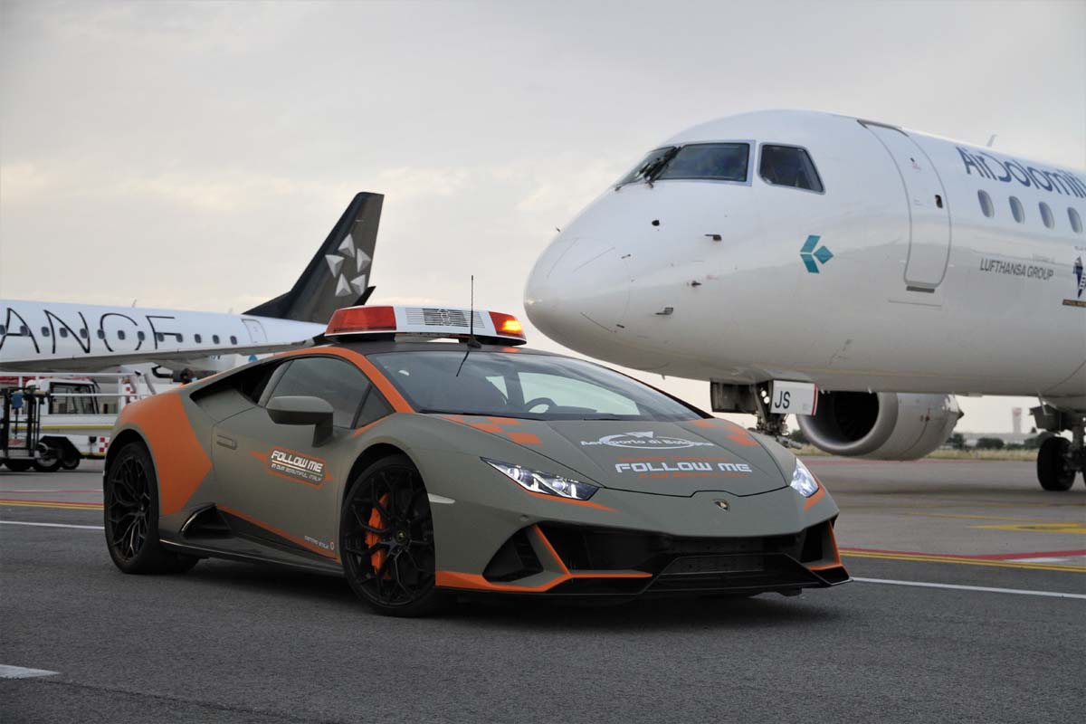 A New Lamborghini Huracán Evo Follow-Me Car For Bologna Airport