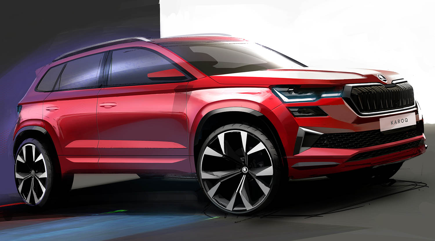 Two Design Sketches Preview The Updated Škoda Karoq